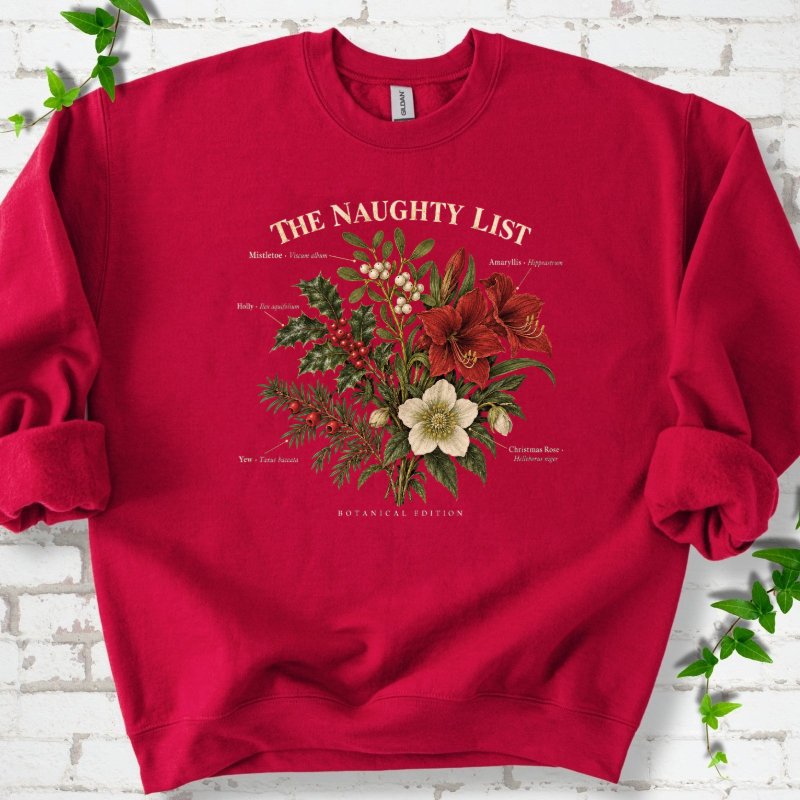 Vintage Christmas Botanical Plate Sweatshirt in Cardinal Red – PlotlyGarden