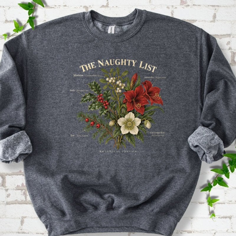 Vintage Christmas Botanical Plate Sweatshirt in Dark Heather – PlotlyGarden