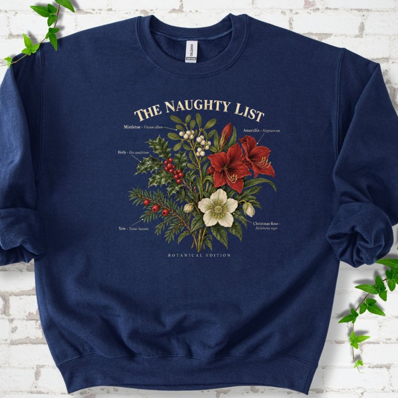 Vintage Christmas Botanical Plate Sweatshirt in Navy – PlotlyGarden
