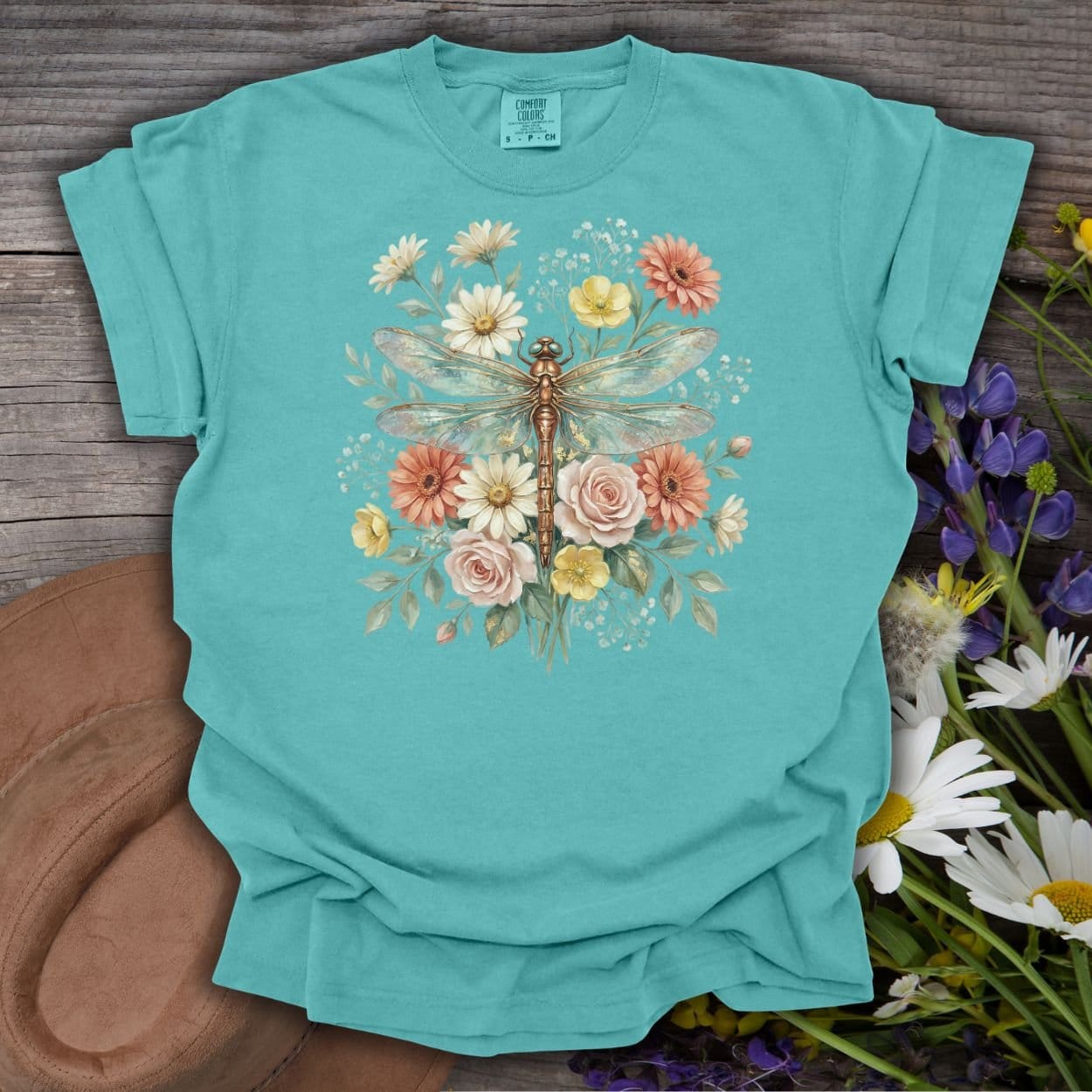 Vintage Floral Dragonfly T-Shirt