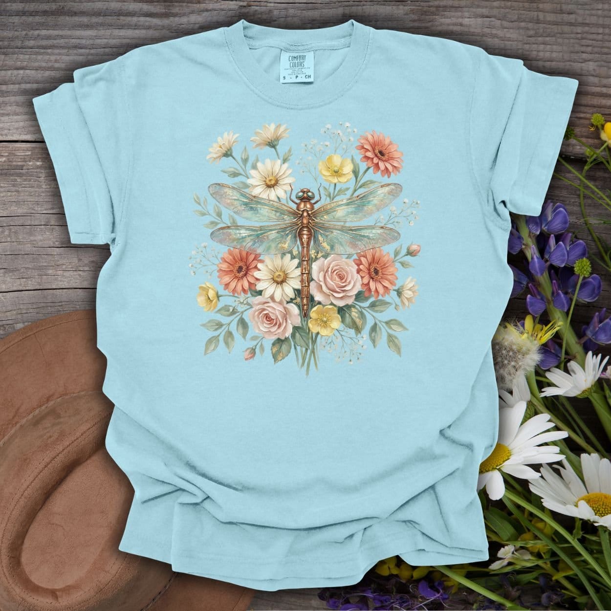 Vintage Floral Dragonfly T-Shirt