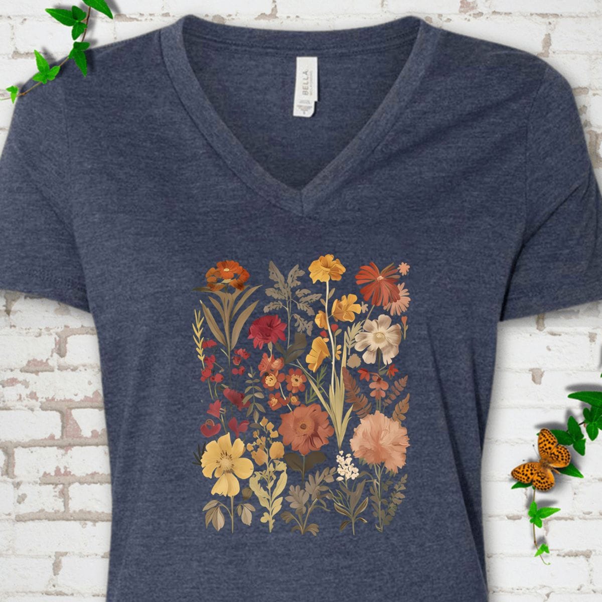 Vintage Wildflower V-Neck T-Shirt