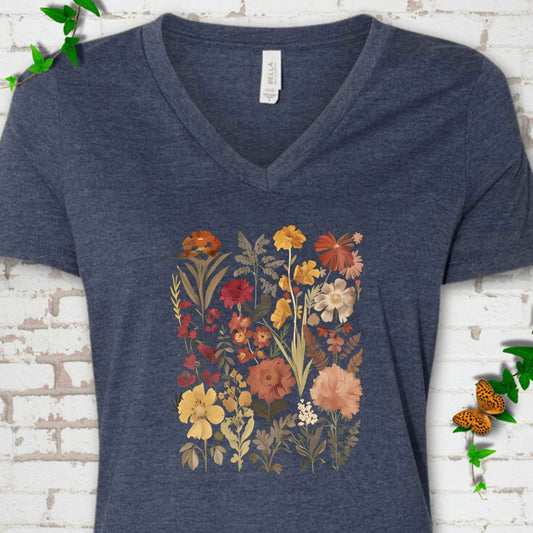 Vintage Wildflower V-Neck T-Shirt