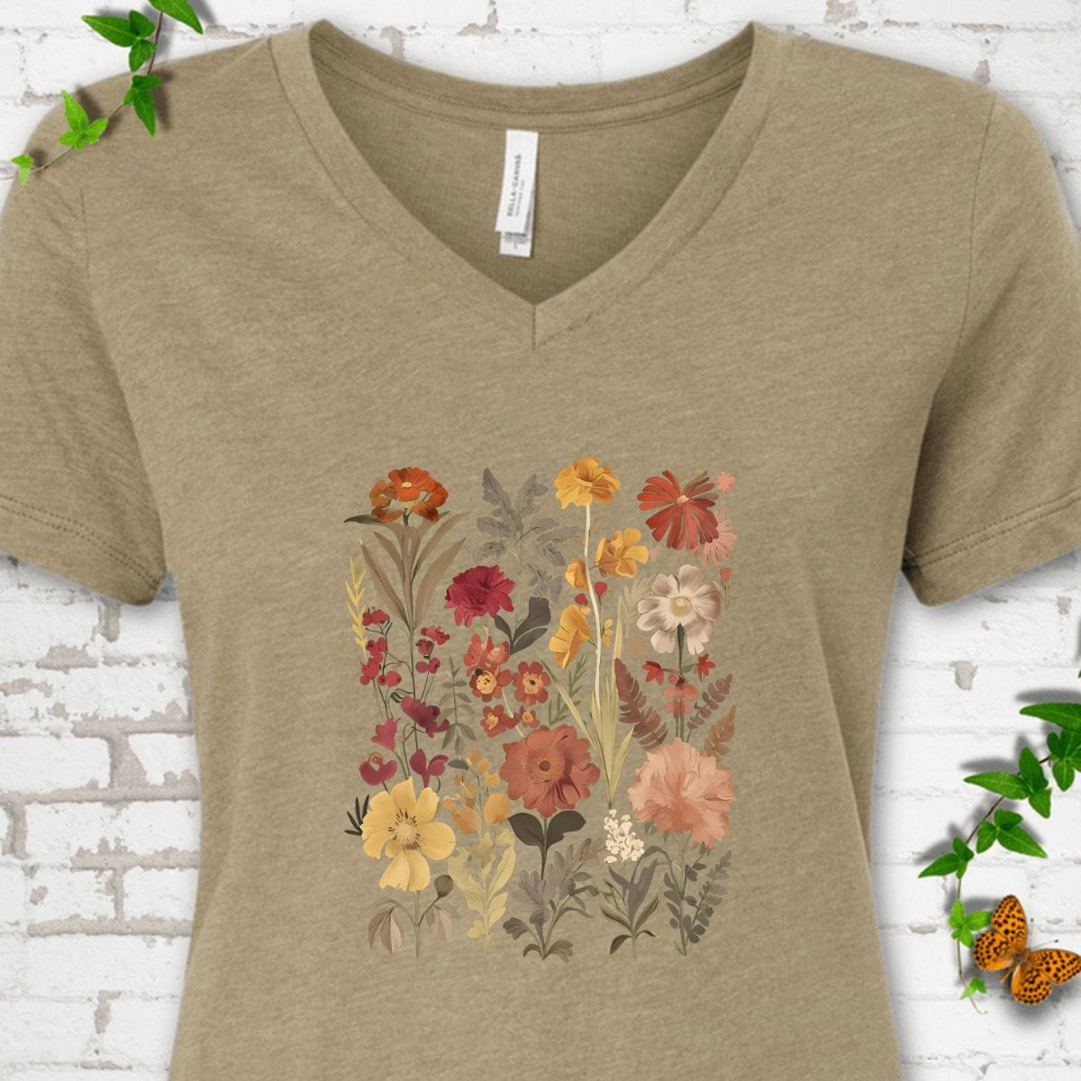 Vintage Wildflower V-Neck T-Shirt