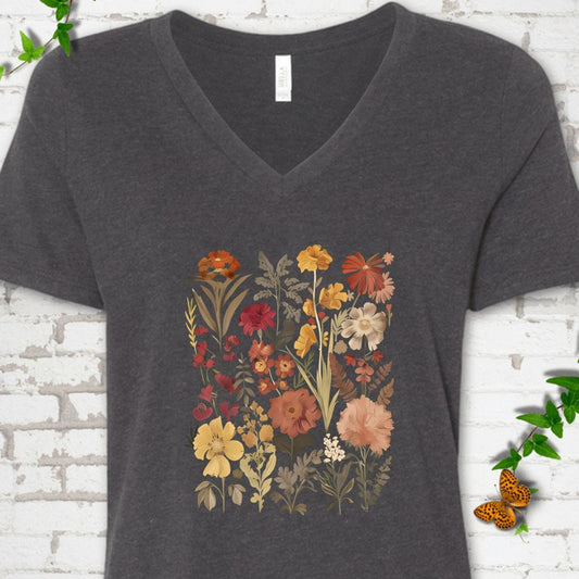 Vintage Wildflower V-Neck T-Shirt