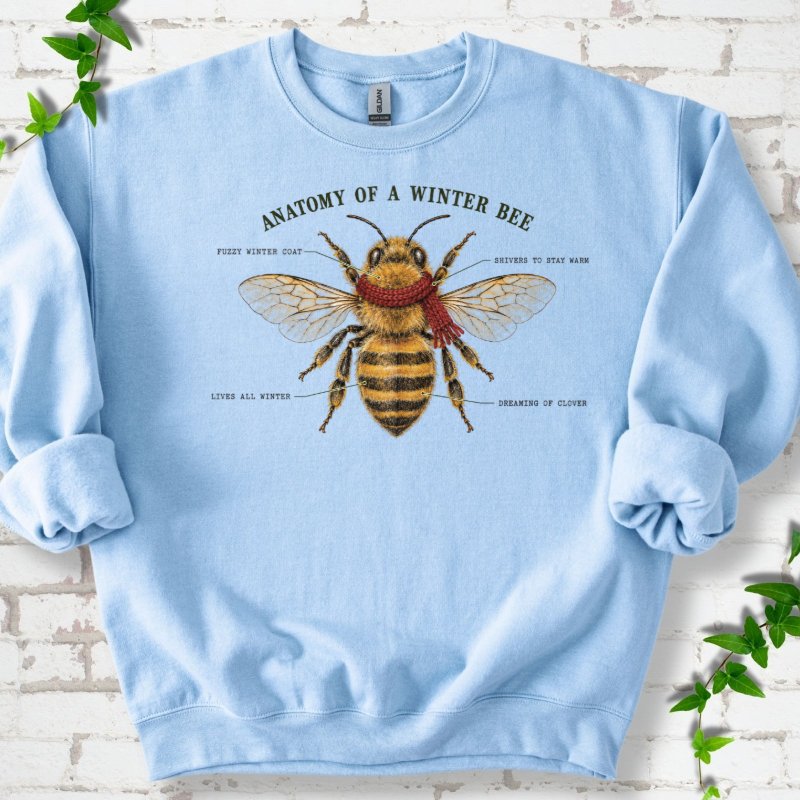 Vintage Winter Bee Anatomy Plate Sweatshirt in Light Blue – PlotlyGarden