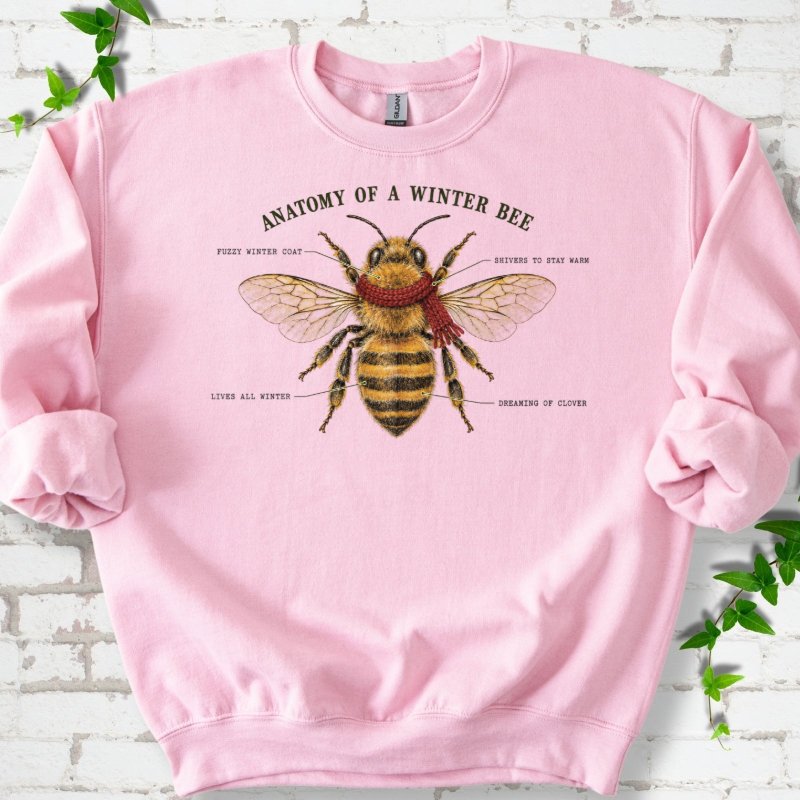 Vintage Winter Bee Anatomy Plate Sweatshirt in Light Pink – PlotlyGarden