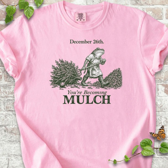 Walking Frog Turning Christmas Tree Into Mulch T-Shirt in Blossom – PlotlyGarden