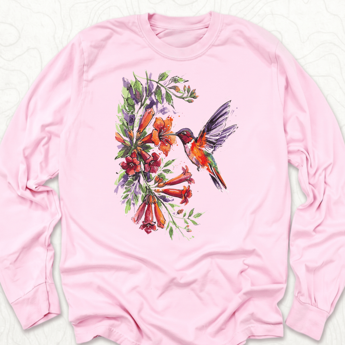 Watercolor Hummingbird LS T-shirt