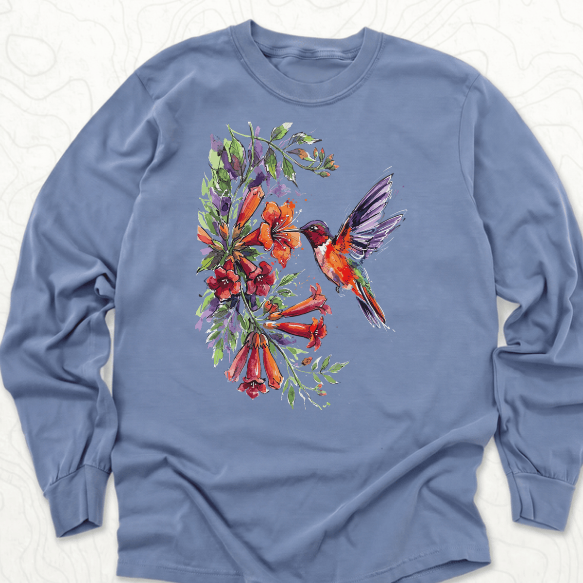 Watercolor Hummingbird LS T-shirt