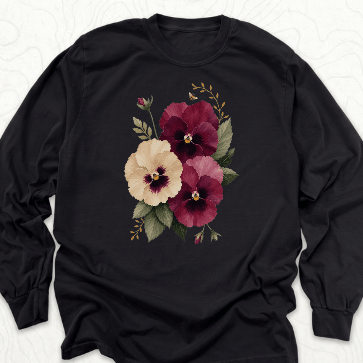 Watercolor Pansies LS T-shirt