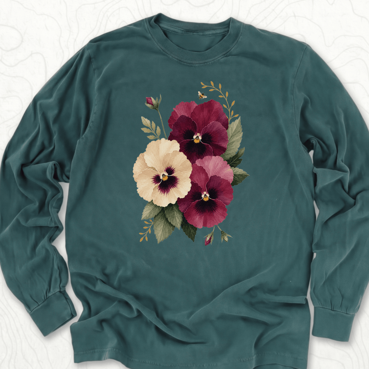 Watercolor Pansies LS T-shirt