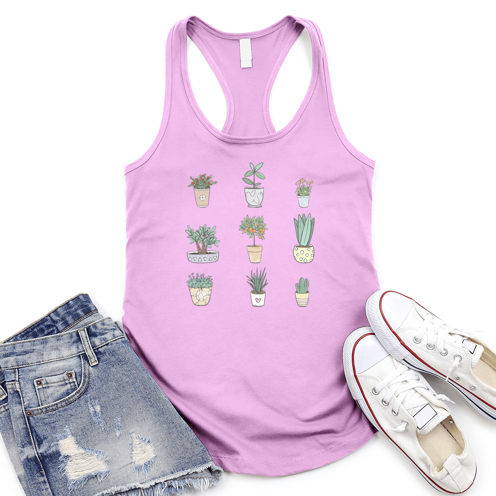 Watercolor Plants Women's Racerback Tank Top