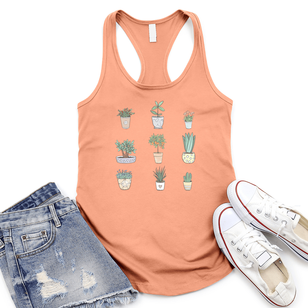 Watercolor Plants Women's Racerback Tank Top
