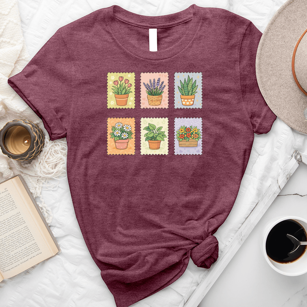 Whimsical Plant Stamps Unisex Tee