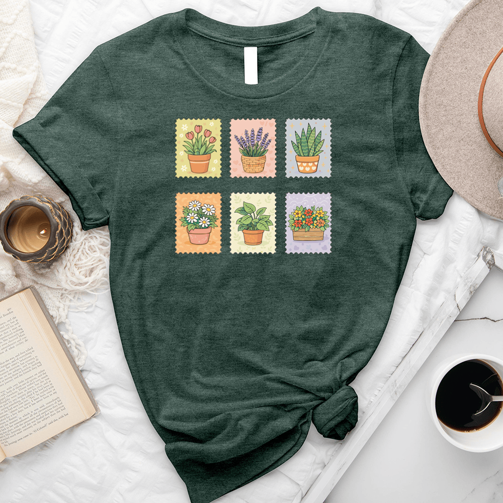 Whimsical Plant Stamps Unisex Tee