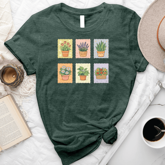 Whimsical Plant Stamps Unisex Tee