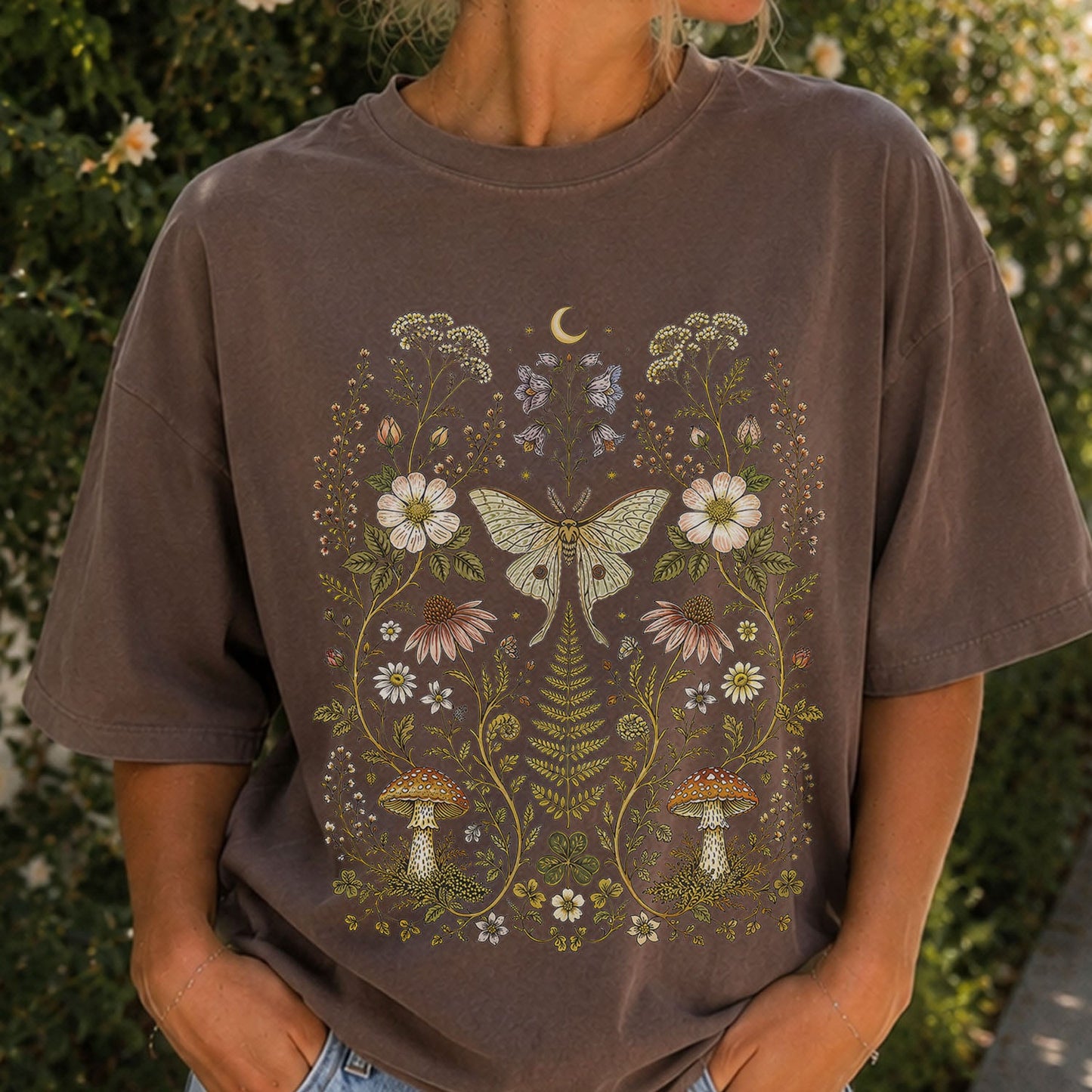 Whimsical Moth Wildflower T-Shirt