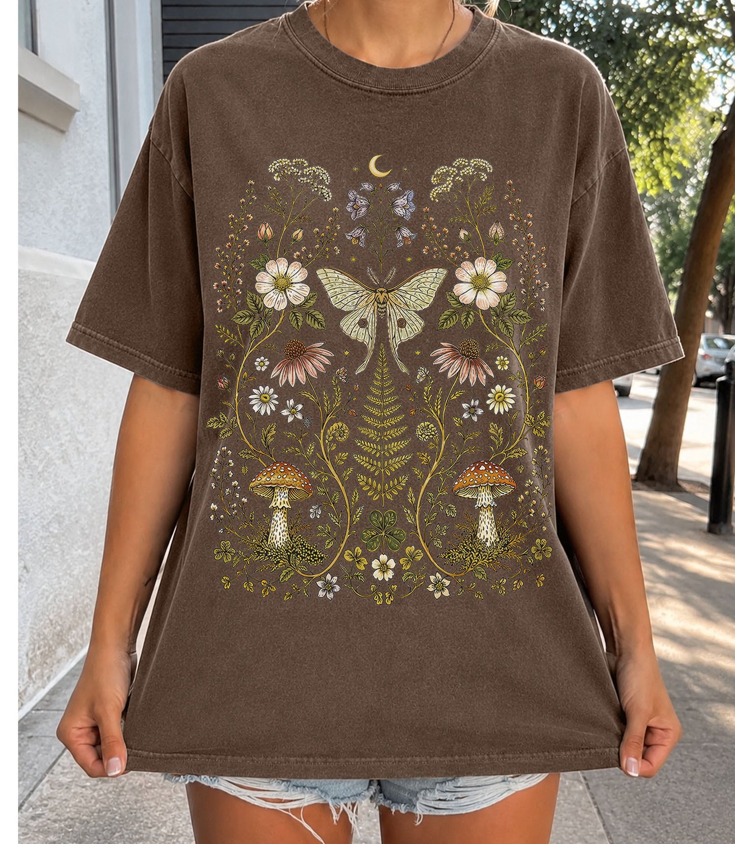 Whimsical Moth Wildflower T-Shirt