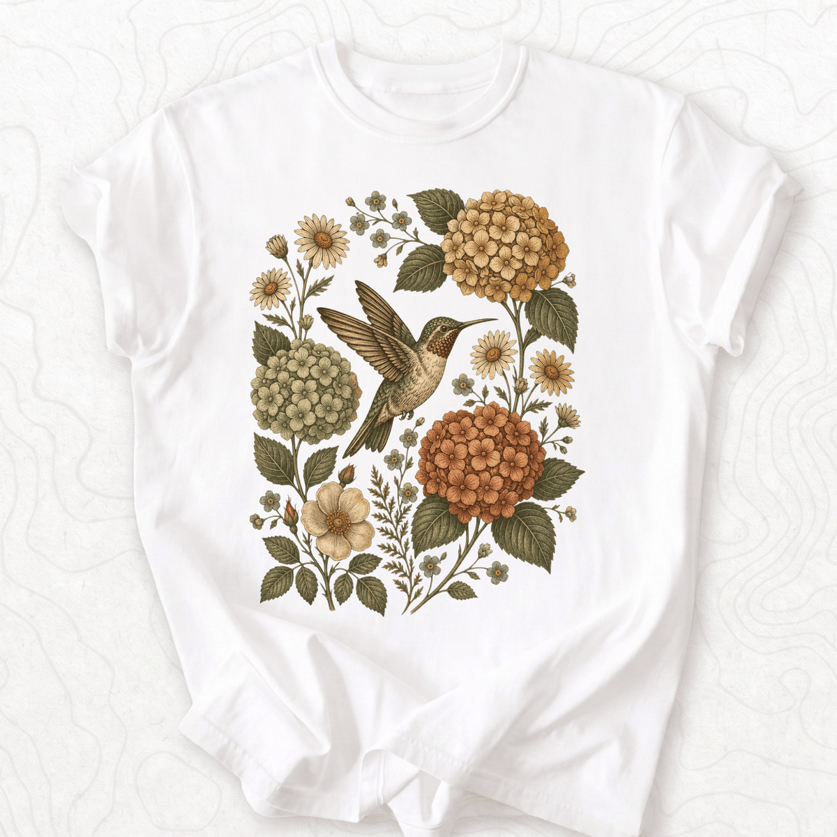 Vintage Hummingbird Floral T-shirt