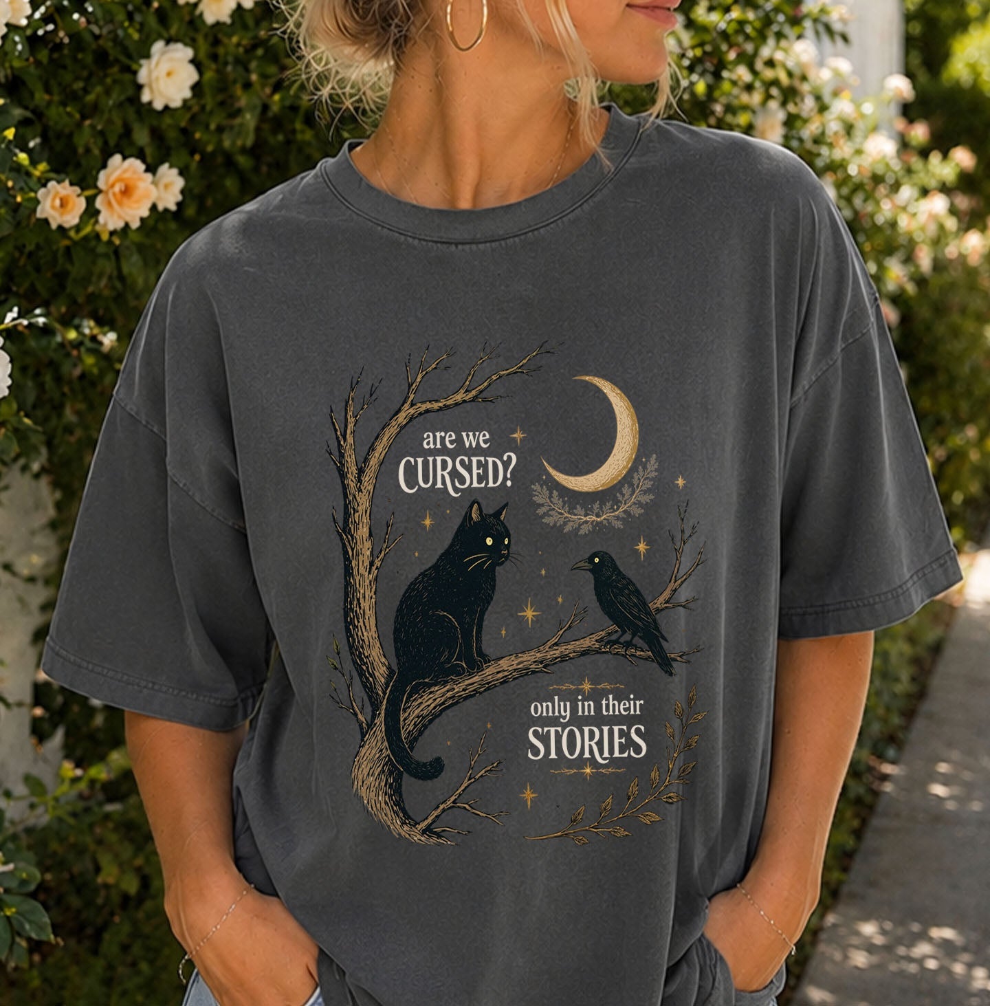 Are We Cursed Black Cat Raven T-Shirt