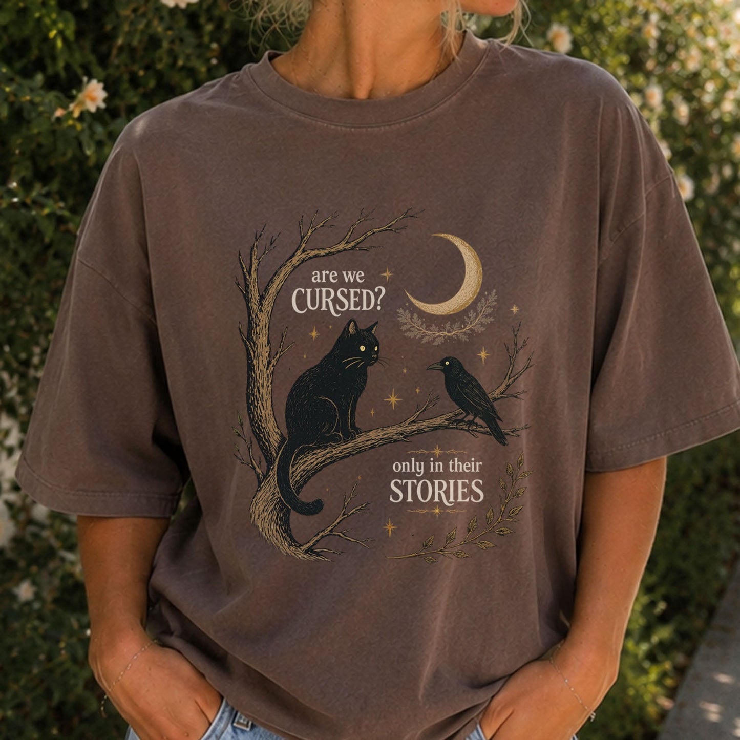 Are We Cursed Black Cat Raven T-Shirt