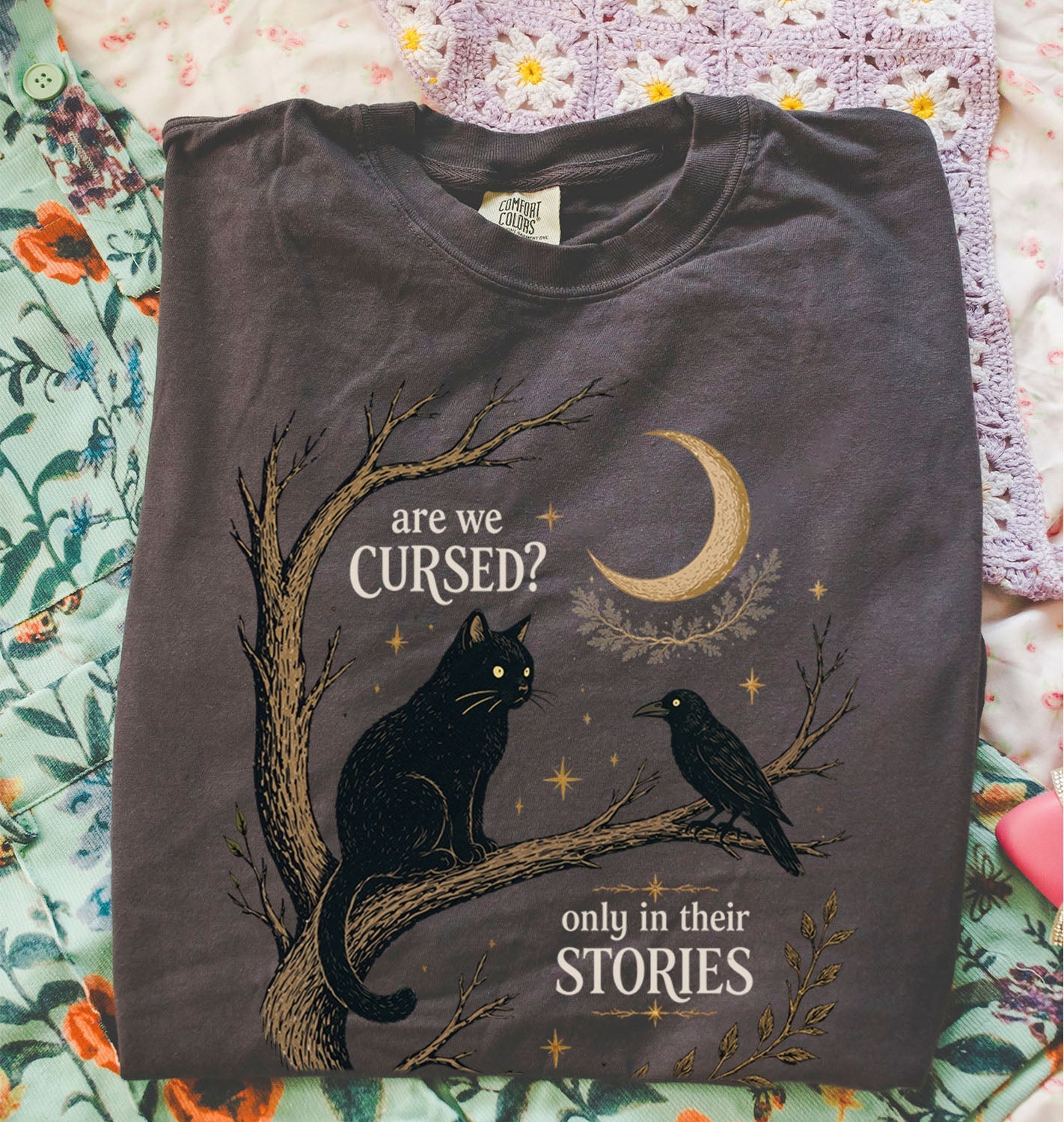 Are We Cursed Black Cat Raven T-Shirt