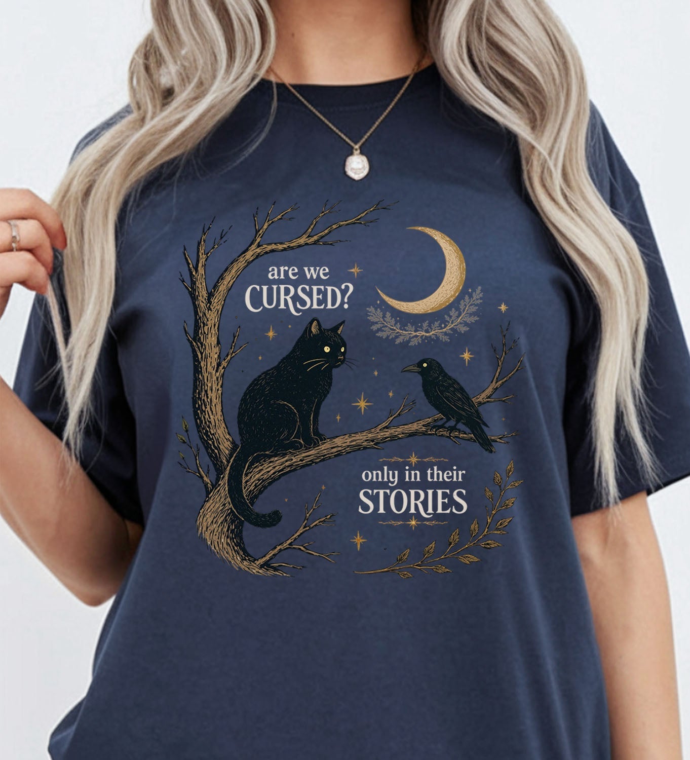 Are We Cursed Black Cat Raven T-Shirt