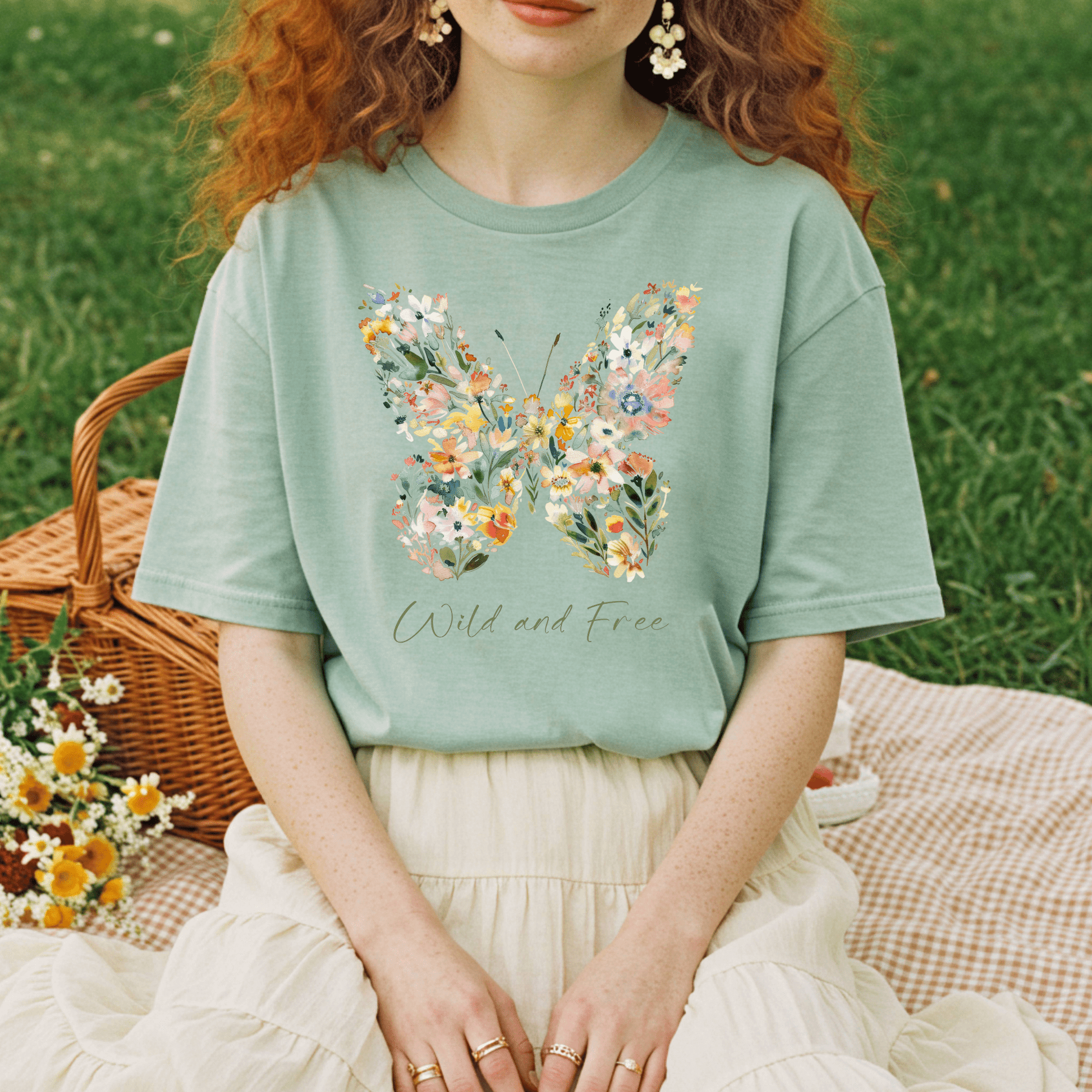 Wild and Free Floral Butterfly T-Shirt