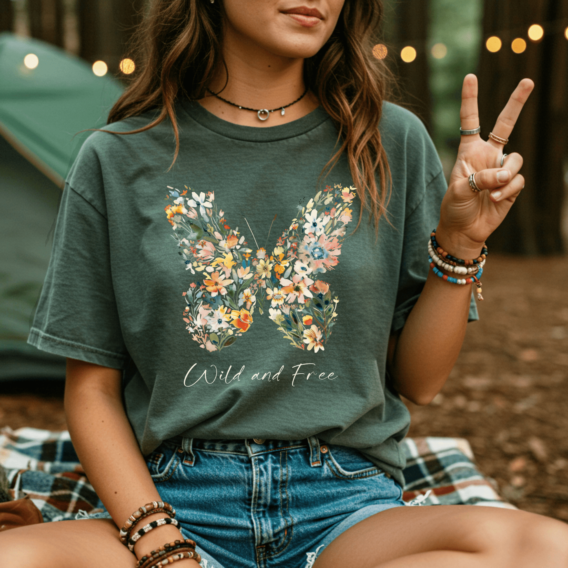 Wild and Free Floral Butterfly T-Shirt
