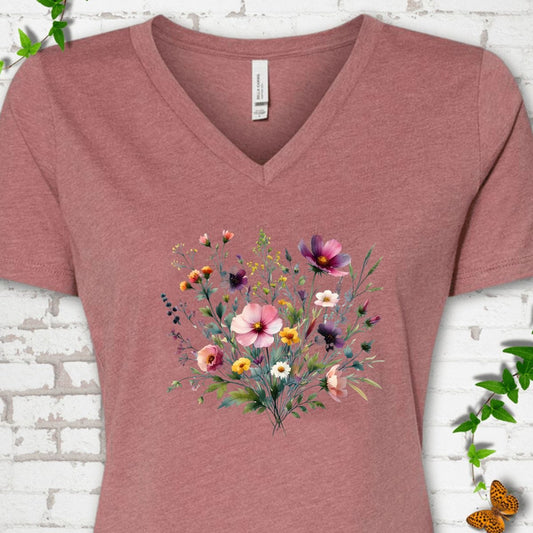 Wildflower Bouquet V-Neck T-Shirt