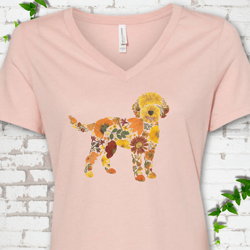Wildflower Goldendoodle V-Neck T-Shirt