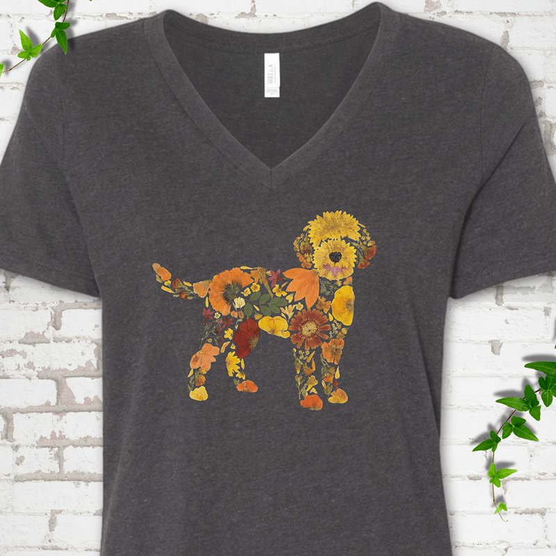 Wildflower Goldendoodle V-Neck T-Shirt