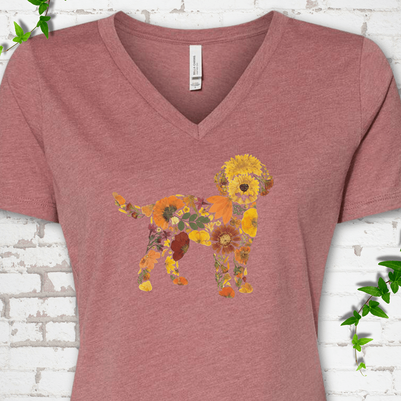 Wildflower Goldendoodle V-Neck T-Shirt
