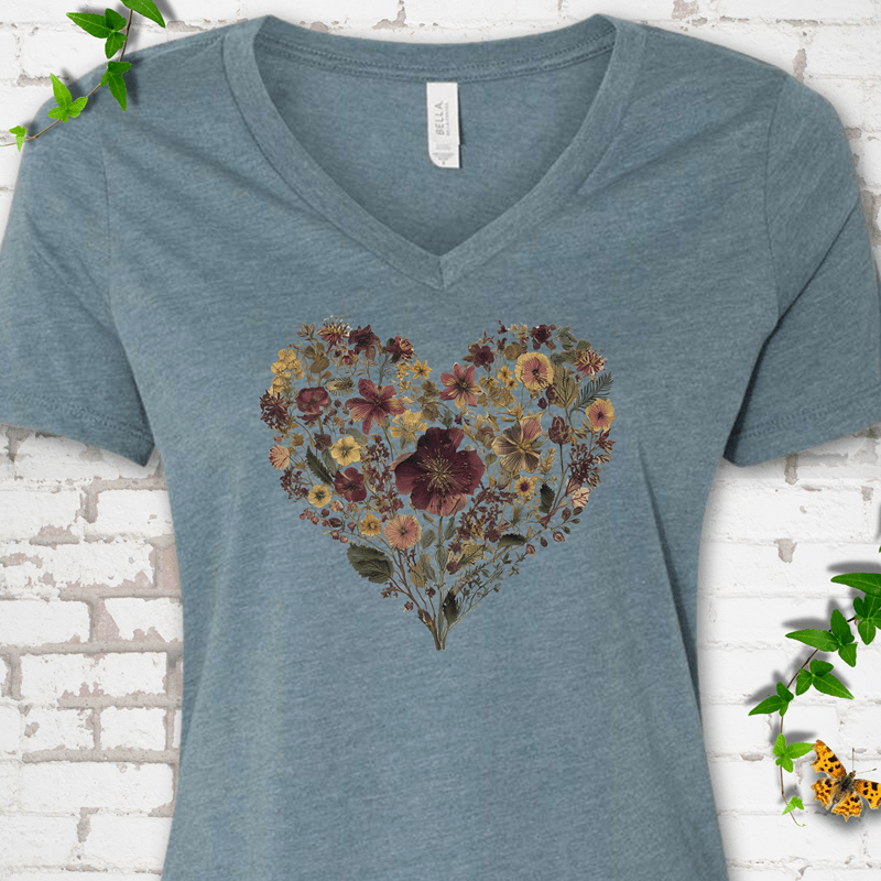 Wildflower Heart V-Neck T-Shirt