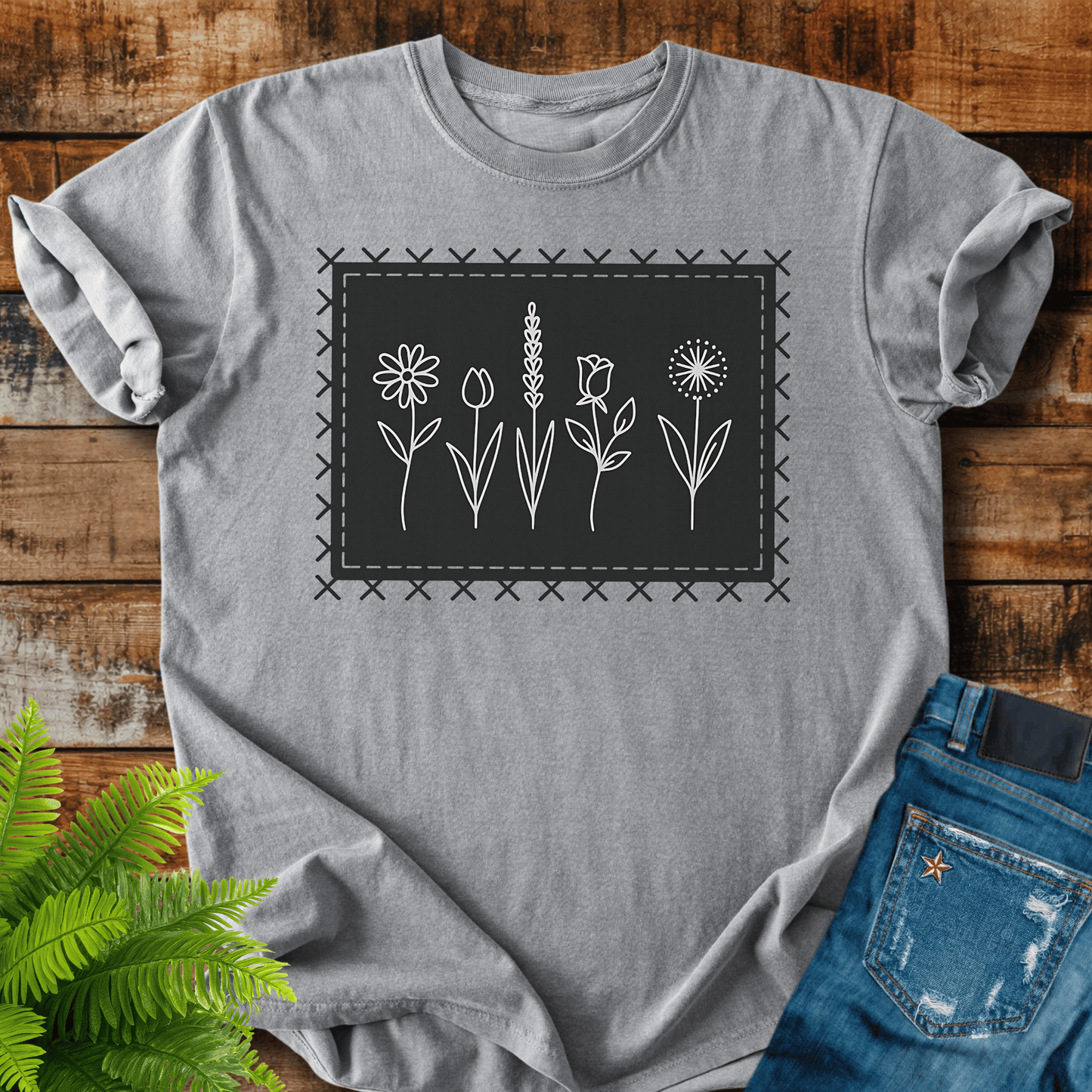 Wildflower Line Art T-shirt