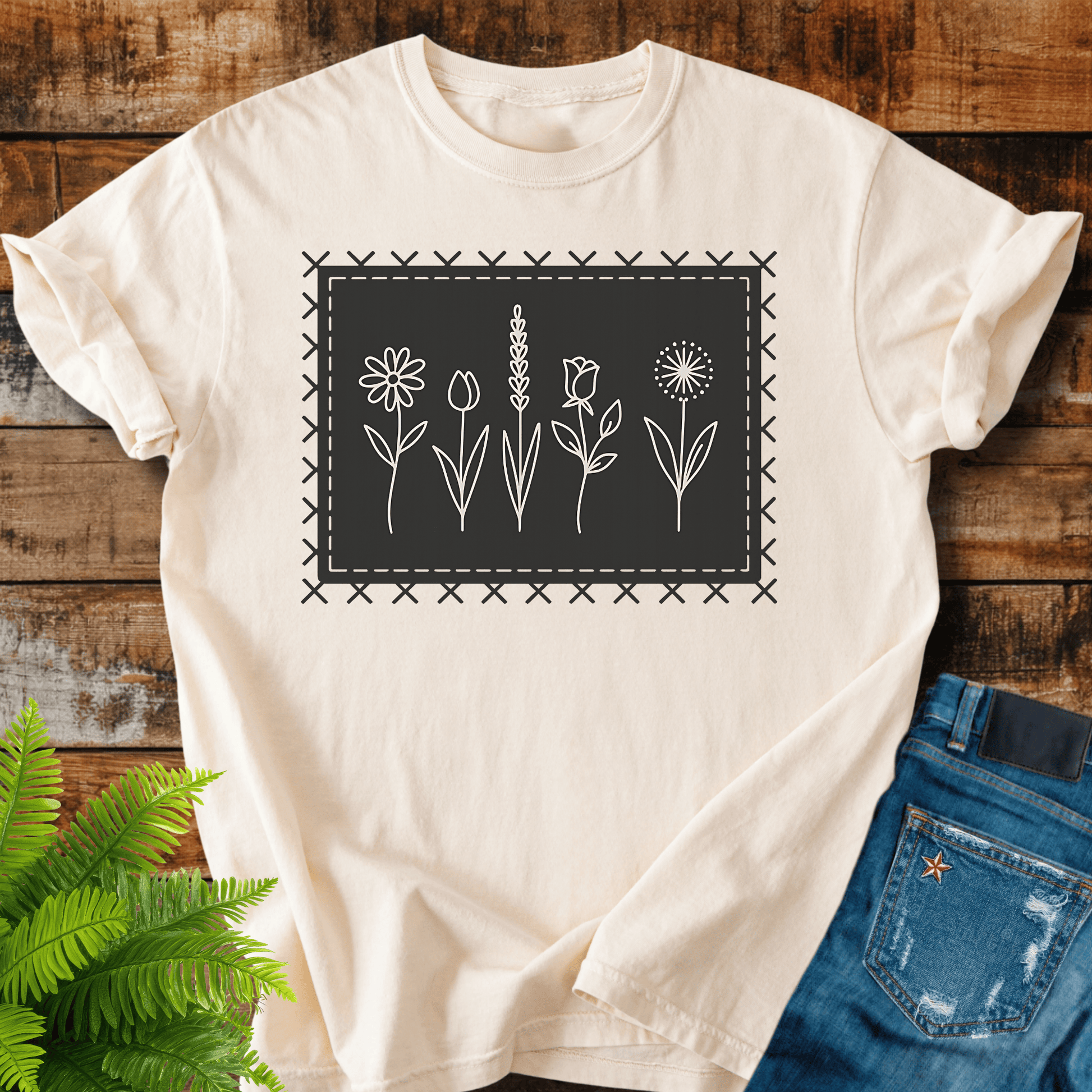 Wildflower Line Art T-shirt