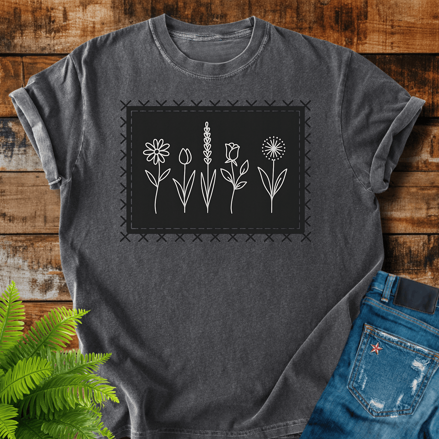 Wildflower Line Art T-shirt